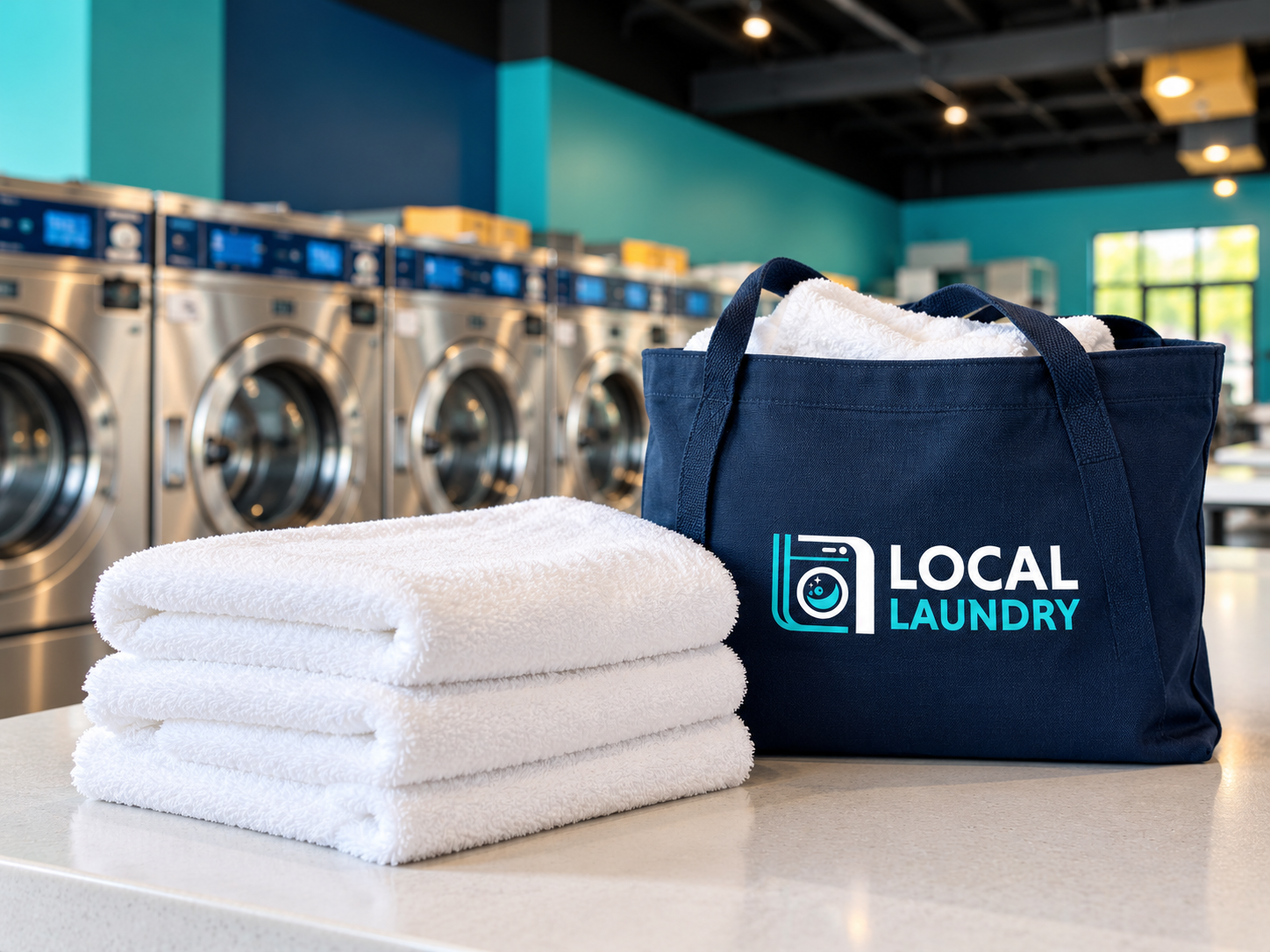 Rows of new machines inside the Local Laundry laundromat in North Augusta