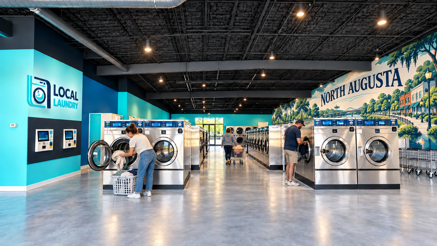 The bright, clean interior of Local Laundry, ready for visitors