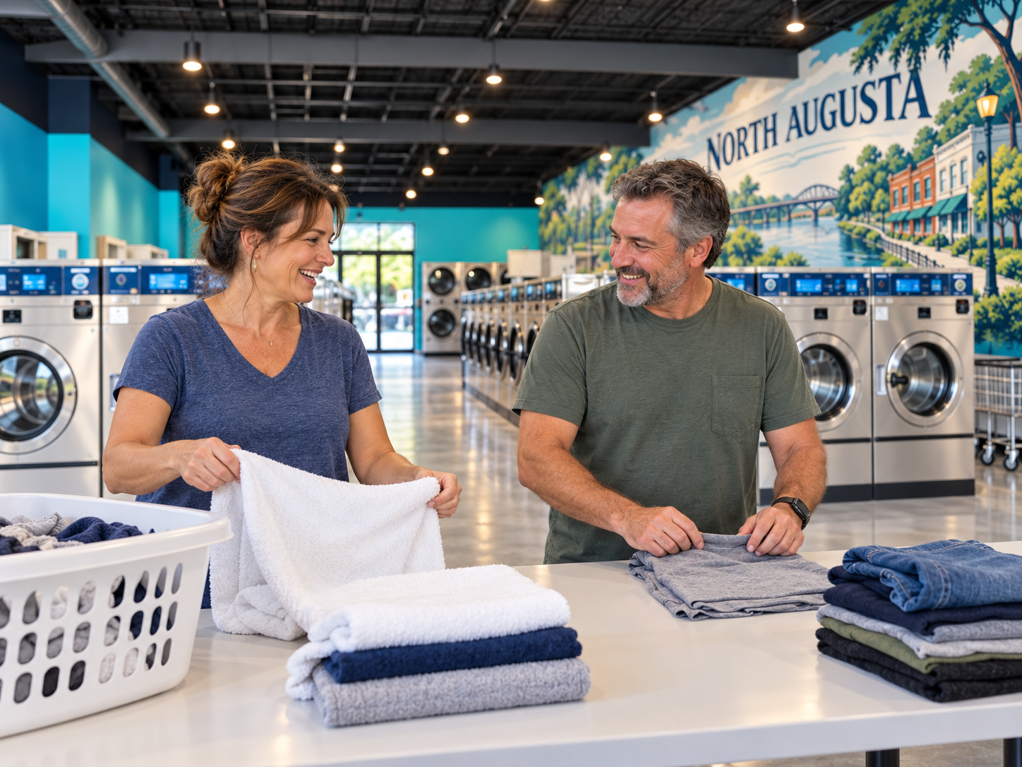 Clean folding space and new dryers at Local Laundry